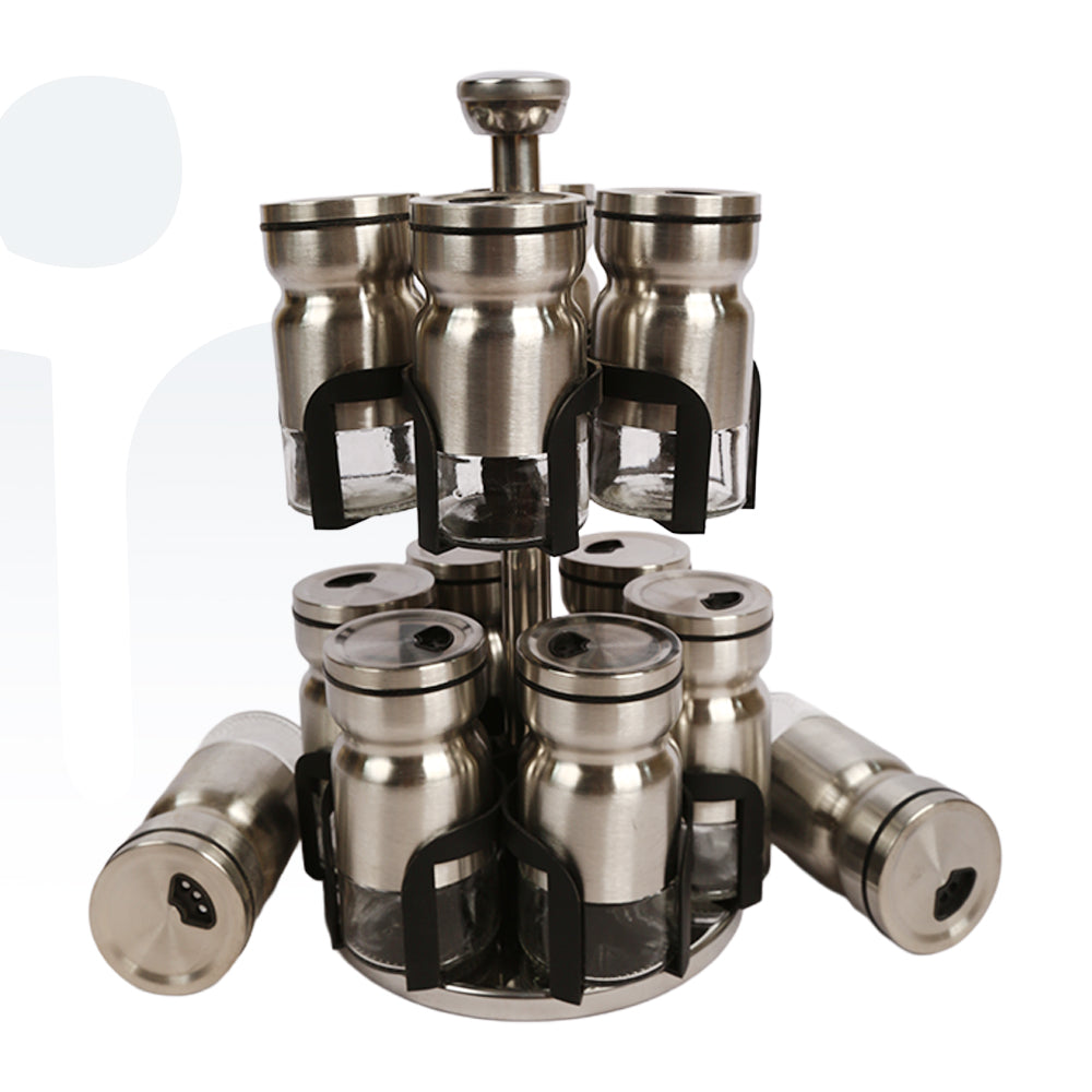 طقم برطمانات توابل بستاند – 12 قطعة لتنظيم المطبخ بأناقة