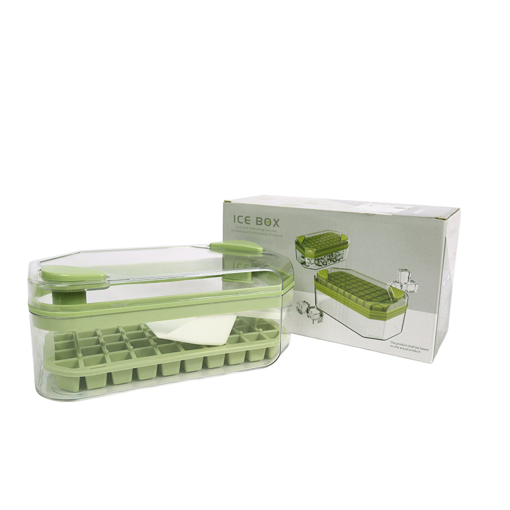 صينية مكعبات ثلج سيليكون بغطاء بلمسة واحدة مع صندوق تخزين