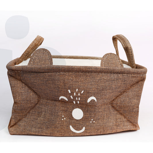 سلة تخزين قماشية بتصميم وجه كرتوني لطيف