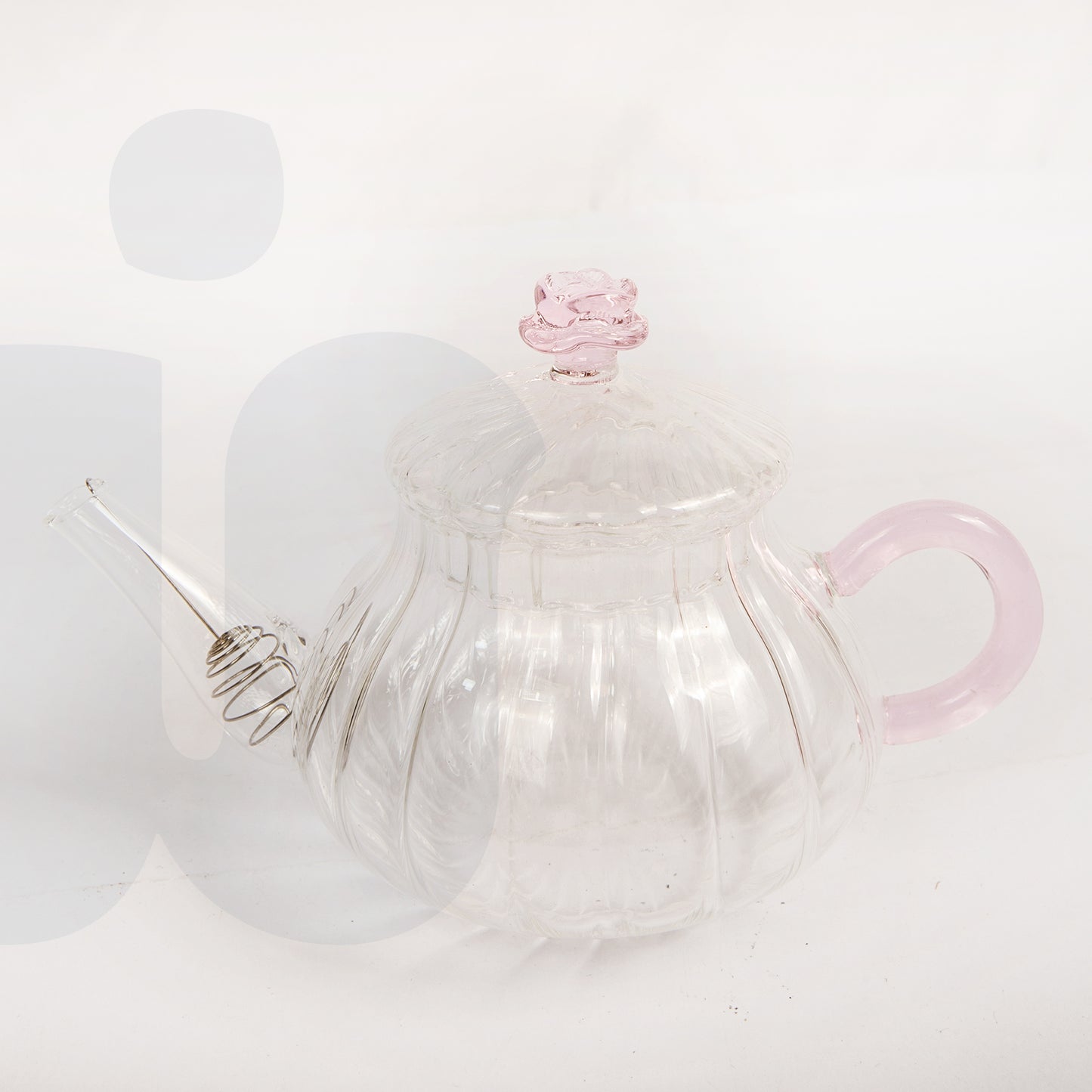 براد شاي زجاجي – مقبض وردي ومقبض الغطاء بشكل زهرة