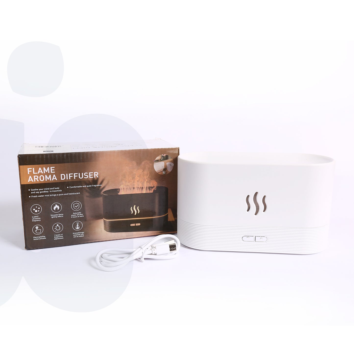 مرطب ومعطر الجو باللهب الليلي – جهاز ترطيب هادئ بإضاءة ناعمة ووضعين للسطوع للمنزل والمكتب