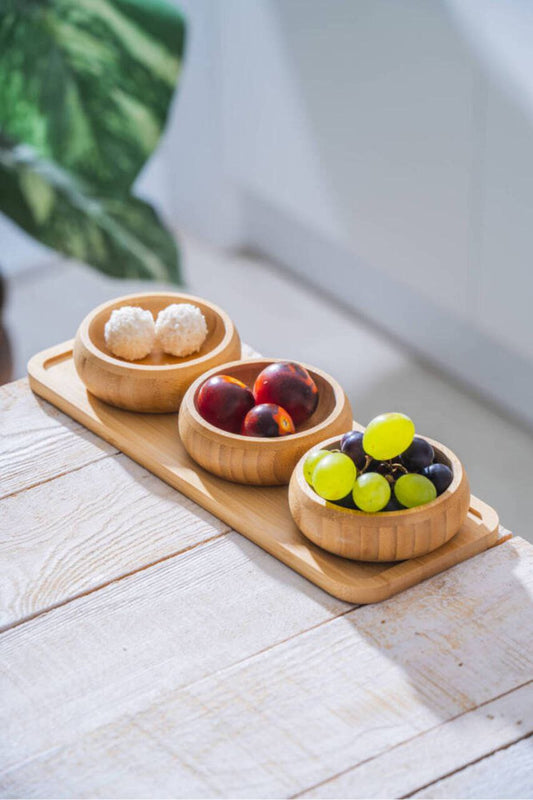 طقم تسالي مدور 3×1 على أورديف خشب