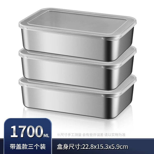 طقم علب ثلاجة استانلس ستيل بغطاء محكم الغلق – 3 قطع سعة 1700 مل