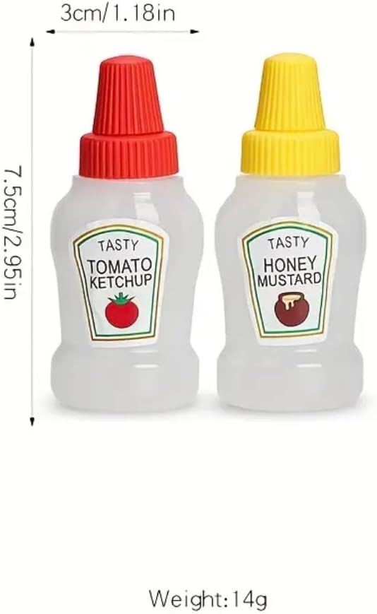 زجاجات ضغط صغيرة للكاتشب والخردل 25 مل عبوة من قطعتين