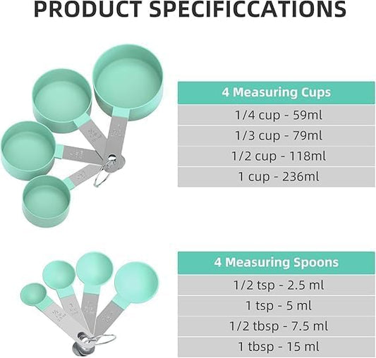 طقم أكواب وملاعق قياس - 8 قطع