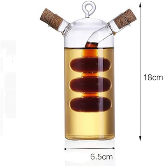 موزع زجاجي 2 في 1 للزيت والخل – تصميم عملي وأنيق للمطبخ