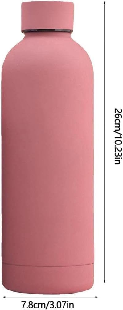 زجاجة مياه معزولة من الستانلس ستيل مزدوجة الجدران – 500 مل باللون الوردي