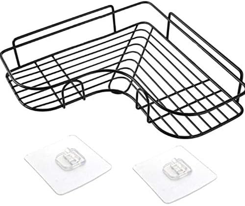 رف زاوية معدني لاصق لتخزين الشامبو ولوازم المطبخ والحمام