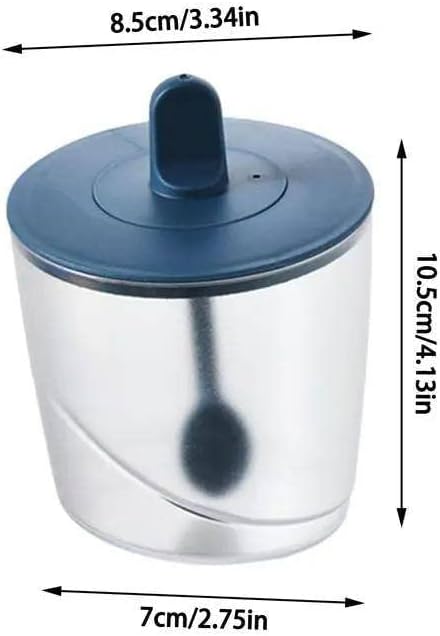برطمان توابل بلاستيك أزرق بتصميم عصري مع غطاء وملعقة – حجم صغير عملي للمطبخ