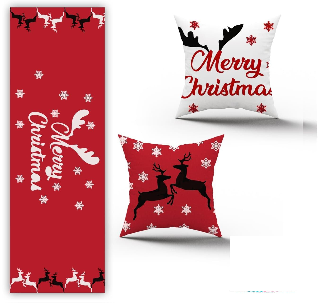 طقم رانر قطيفة مع كوشن 2 قطعة – 45×45 سم