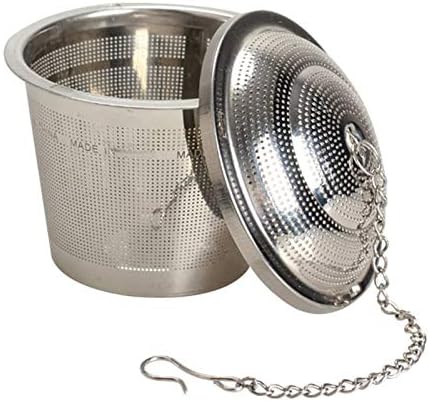 مصفاة شاي معدنية مع غطاء وسلسلة