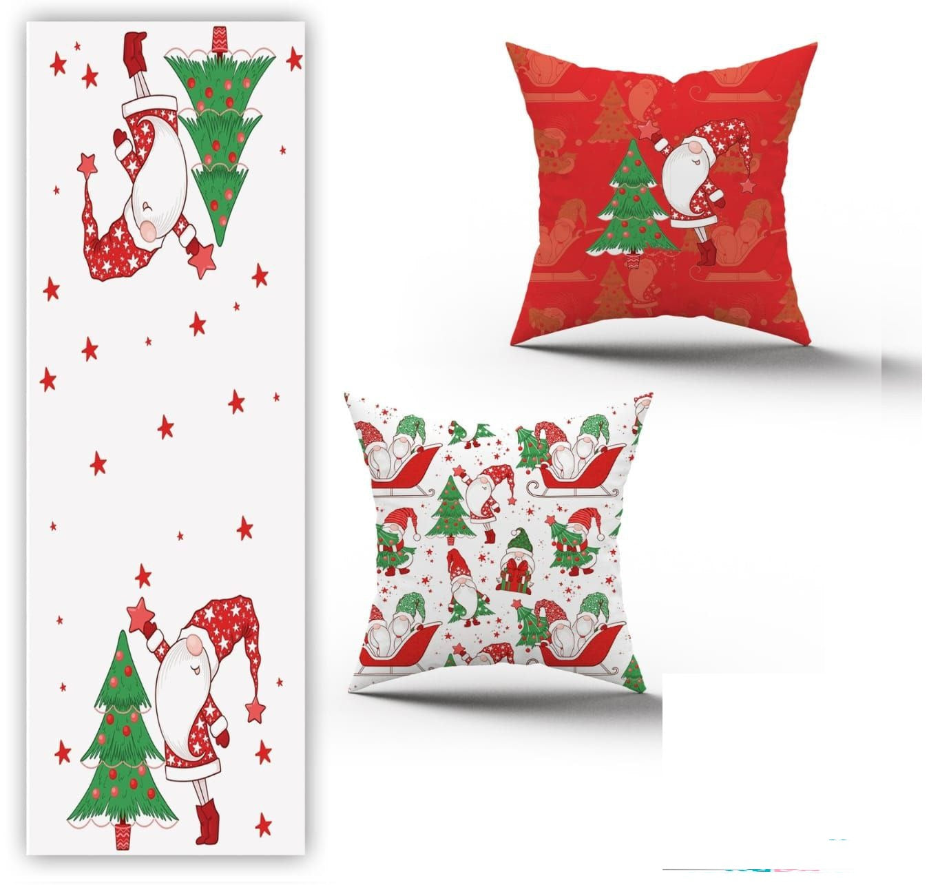 طقم رانر قطيفة مع كوشن 2 قطعة – 45×45 سم