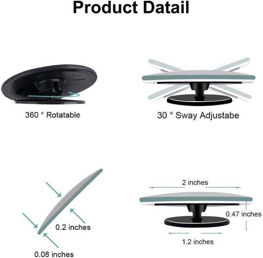 مرآة رؤية خلفية محدبة من الزجاج عالي الدقة بزاوية واسعة قابلة للتعديل للسيارة – قطعتان