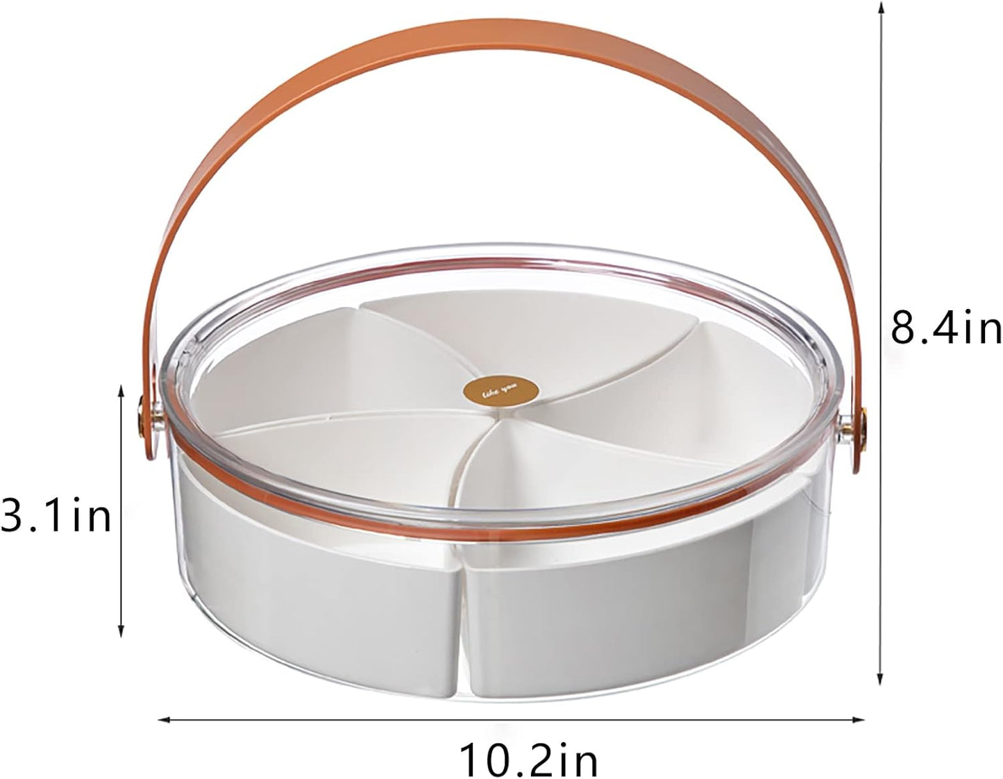 صينية تقديم مقسمة بغطاء ومقبض يدوي من البلاستيك – تصميم دائري للحفلات والمناسبات