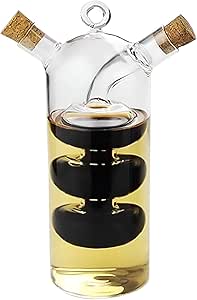 زجاجة زجاجية مزدوجة لتوزيع الزيت والخل – تصميم شفاف 2 في 1 للمطبخ
