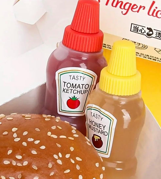 زجاجات ضغط صغيرة للكاتشب والخردل 25 مل عبوة من قطعتين