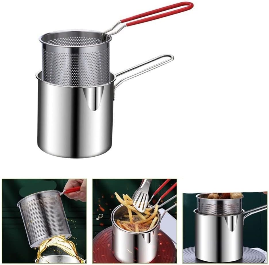 مقلاة قابلة للفصل من الستانلس ستيل مع مصفاة للقلي