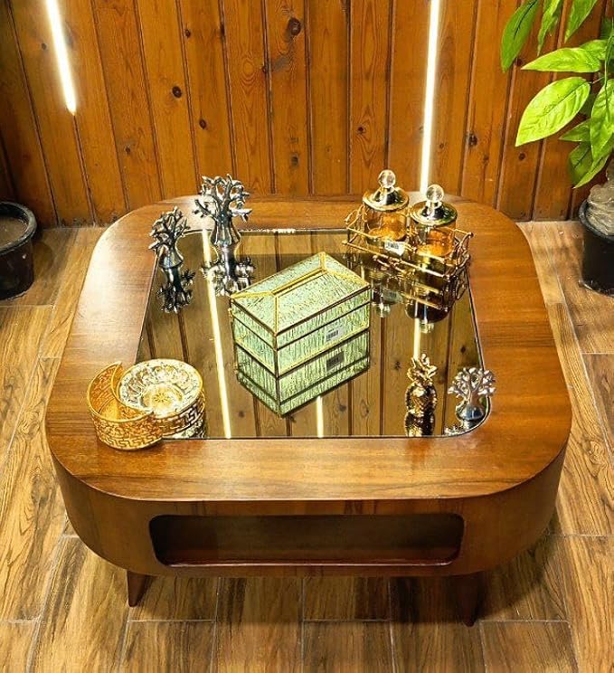 طاولة قهوة خشبية مربعة بتصميم عصري