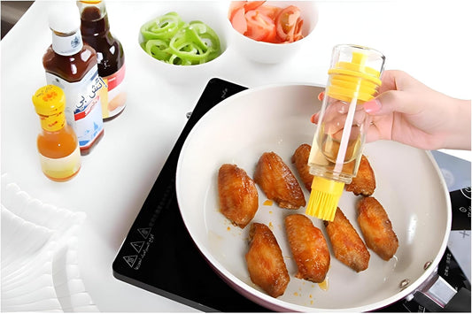 زجاجة توزيع زيت والخل مع فرشاة سيليكون