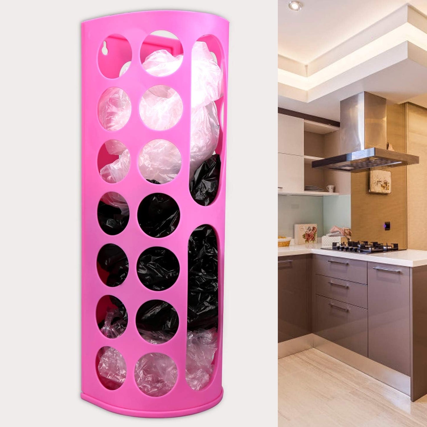 حامل أكياس بلاستيكي جداري للتخزين والتنظيم