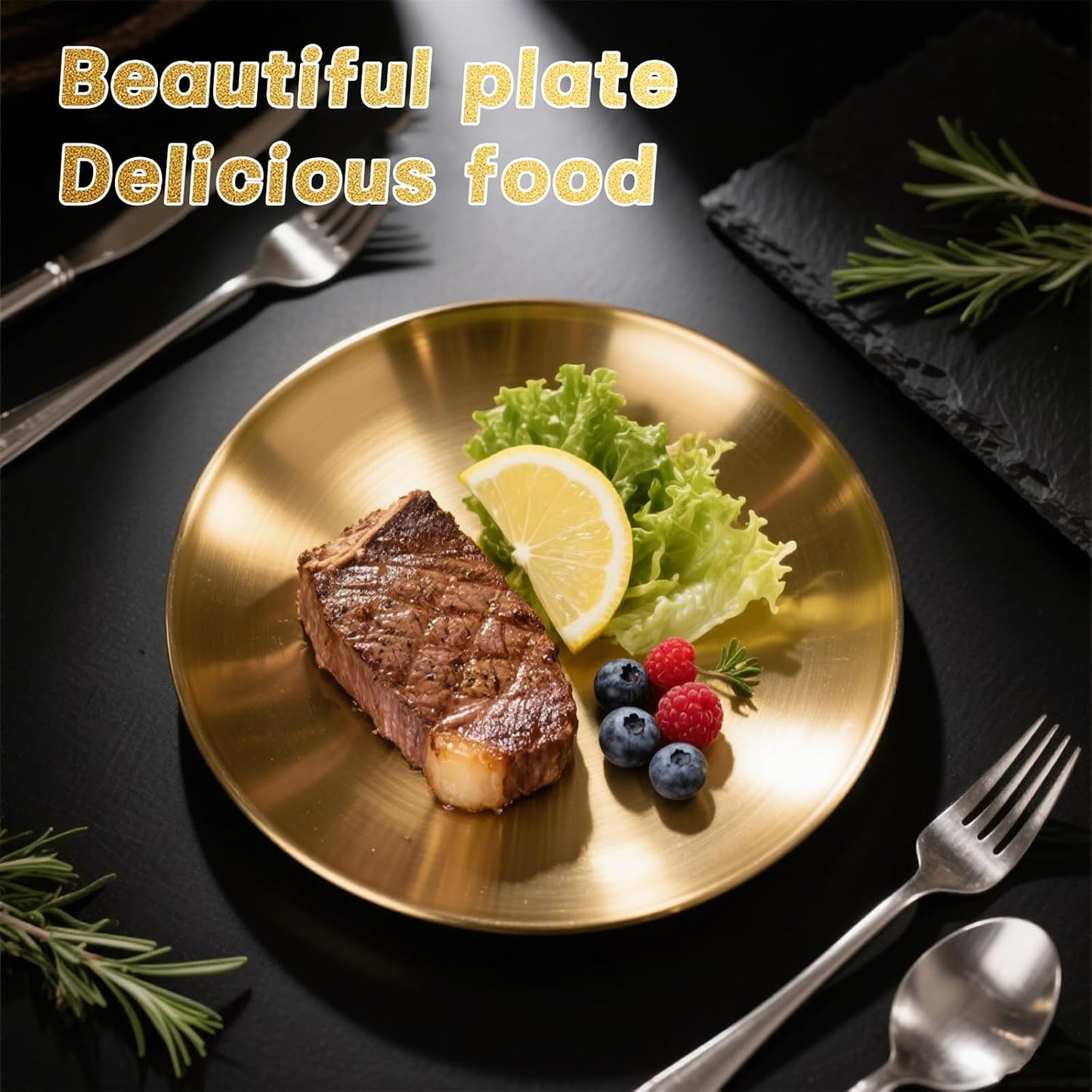 طبق طعام ذهبي من الستانلس ستيل – أناقة وتميز على مائدتك