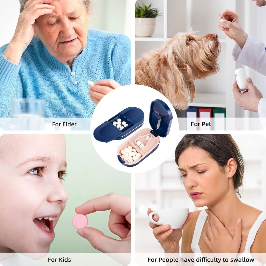 قطّاعة وحافظة حبوب الدواء المحمولة – بتصميم آمن وسهل الاستخدام