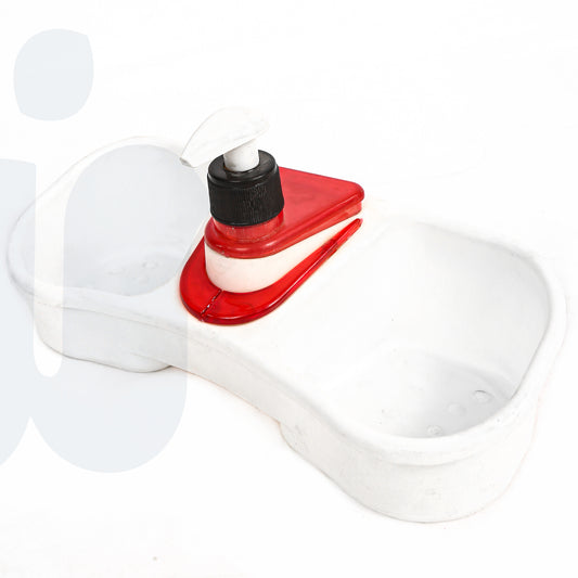 حامل تصريف مع موزع صابون وإسفنجة متعدد الاستخدامات