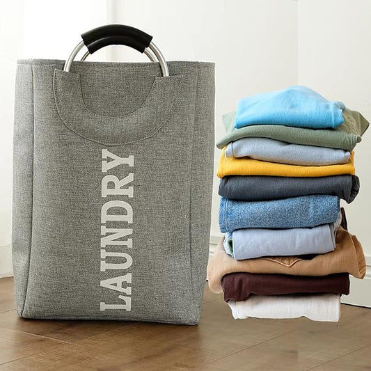 سلة غسيل كبيرة 44 لتر – 2 قطعة قابلة للطي مع مقابض – رمادي