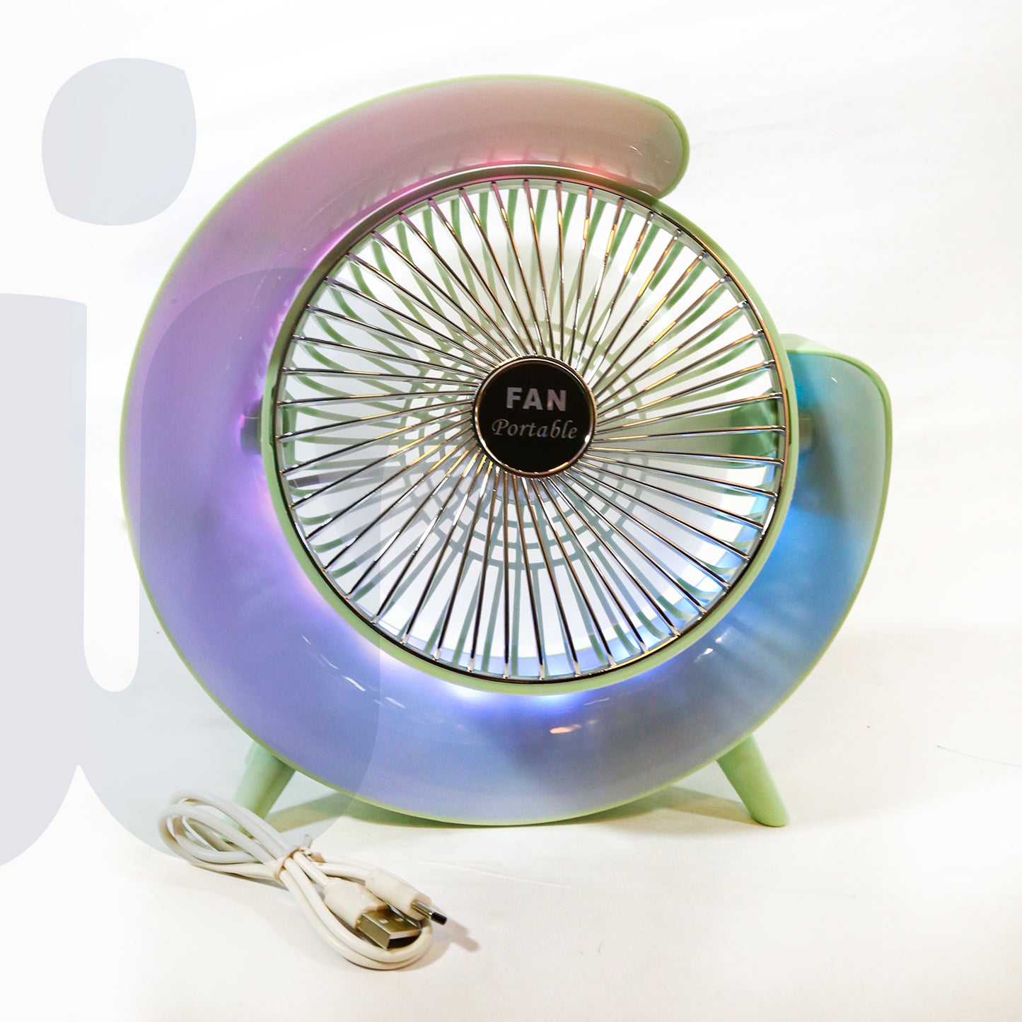 مروحة مكتب صغيرة USB محمولة مع إضاءة RGB