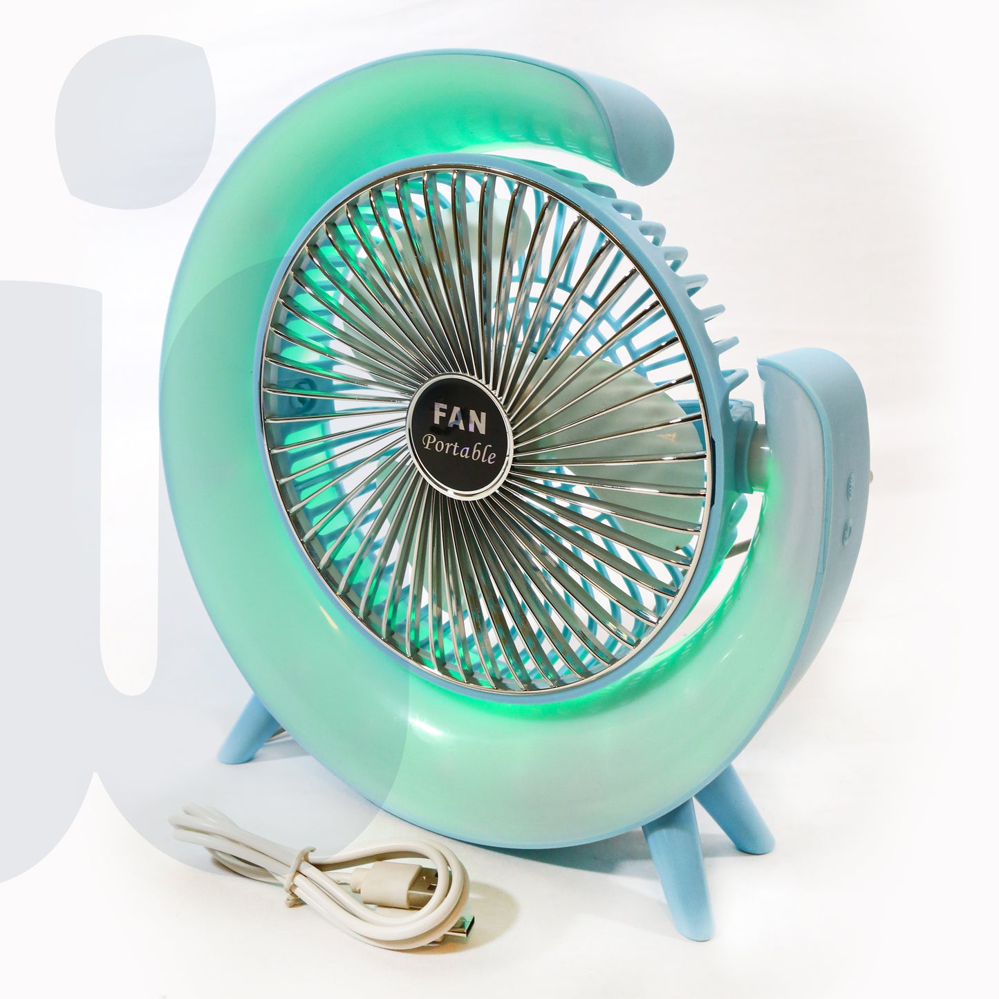 مروحة مكتب صغيرة USB محمولة مع إضاءة RGB