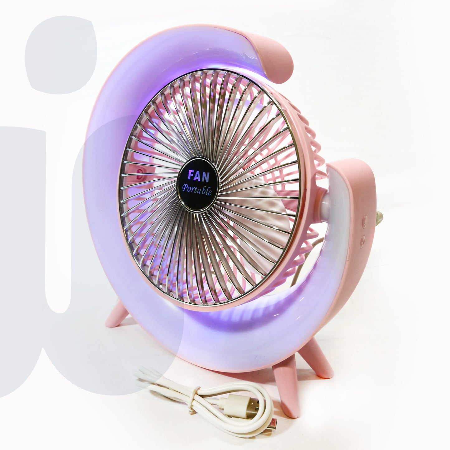 مروحة مكتب صغيرة USB محمولة مع إضاءة RGB