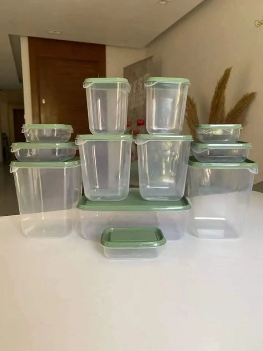 طقم ثلاجة بلاستيك شفاف – 12 قطعة