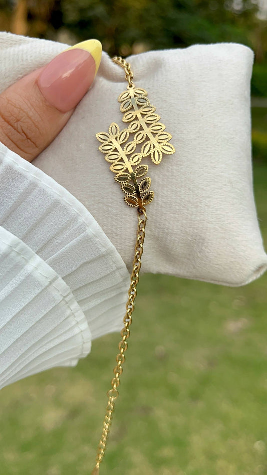 إسوارة غصن الزيتون ستانلس ستيل بيور ذهبي