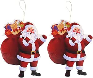 زينة كريسماس معلّقة على شكل بابا نويل – مقاس 10 سم، بلاستيك متين متعدد الألوان لتزيين الشجرة والمداخل