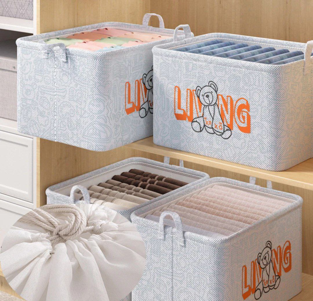 بوكس تخزين كتان ثقيل – قابل للغسيل والطي مقاس صغير