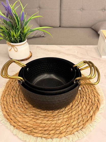 ووك أسود مط استيل معدن بيد جولدمقاس 23سم