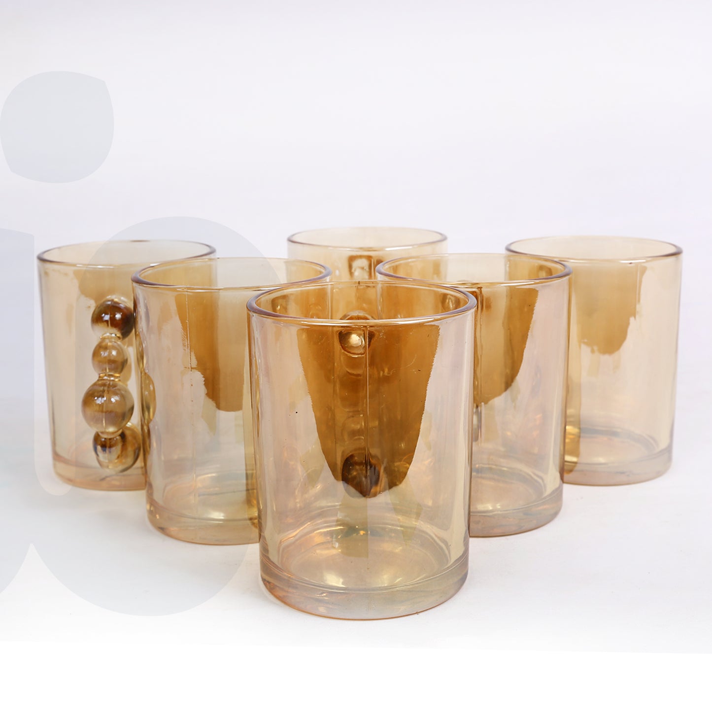 طقم مج بابلز 6 قطع باللون العسلي بتصميم تركي شيك