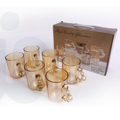 طقم مج بابلز 6 قطع باللون العسلي بتصميم تركي شيك