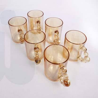 طقم مج بابلز 6 قطع باللون العسلي بتصميم تركي شيك