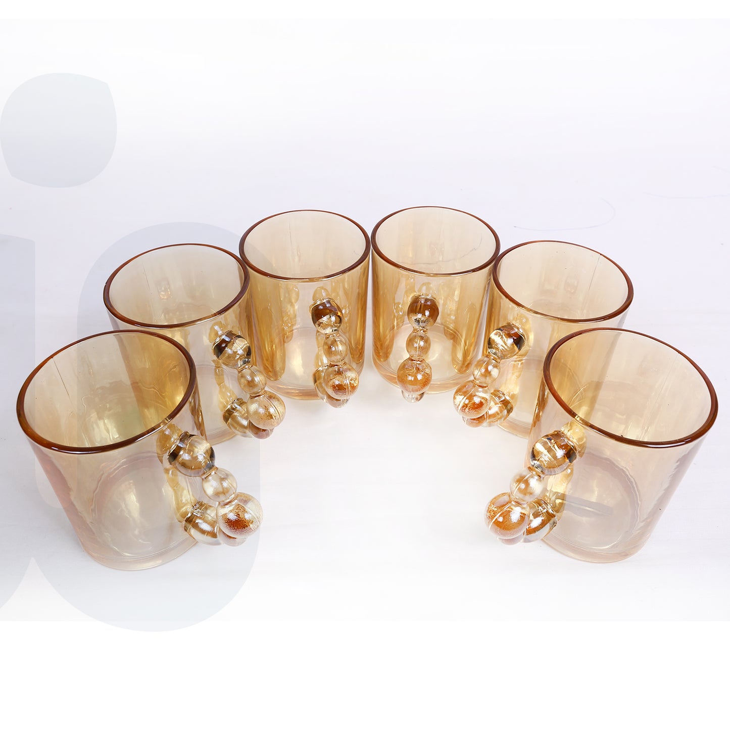 طقم مج بابلز 6 قطع باللون العسلي بتصميم تركي شيك