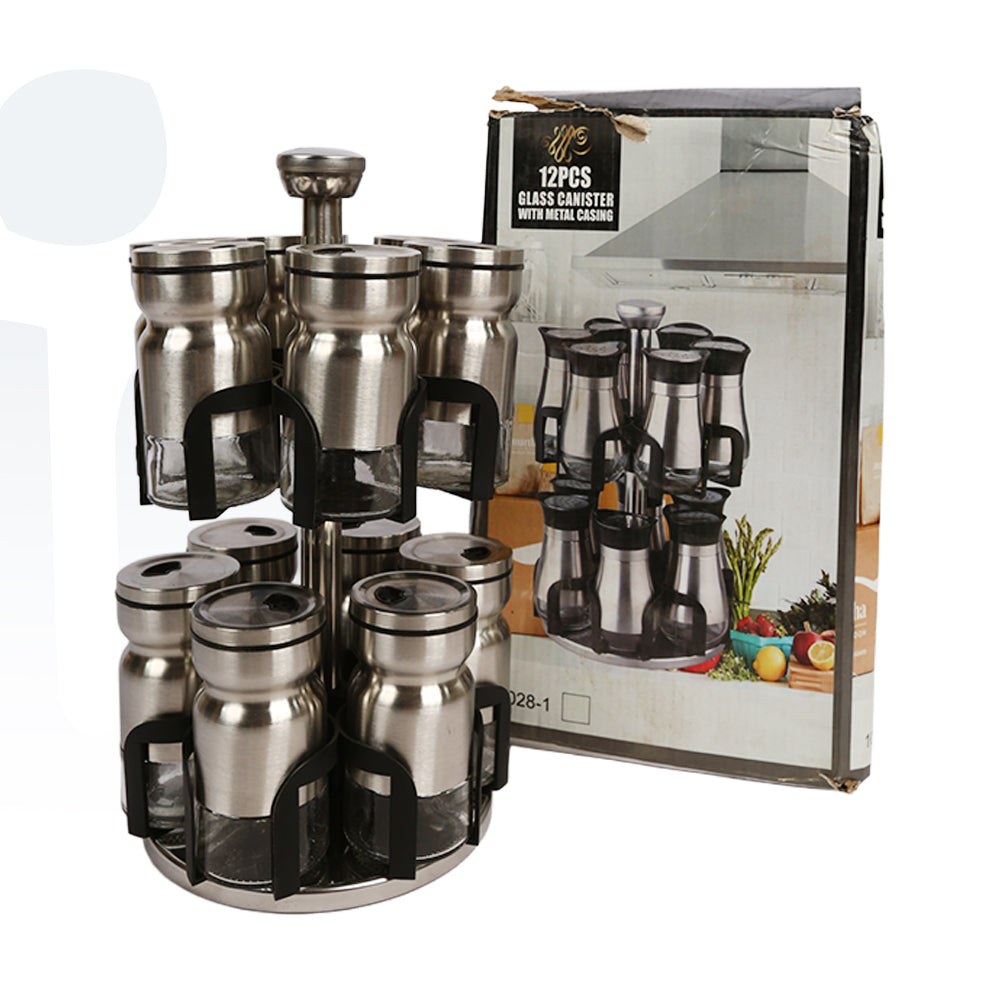 طقم برطمانات توابل بستاند – 12 قطعة لتنظيم المطبخ بأناقة