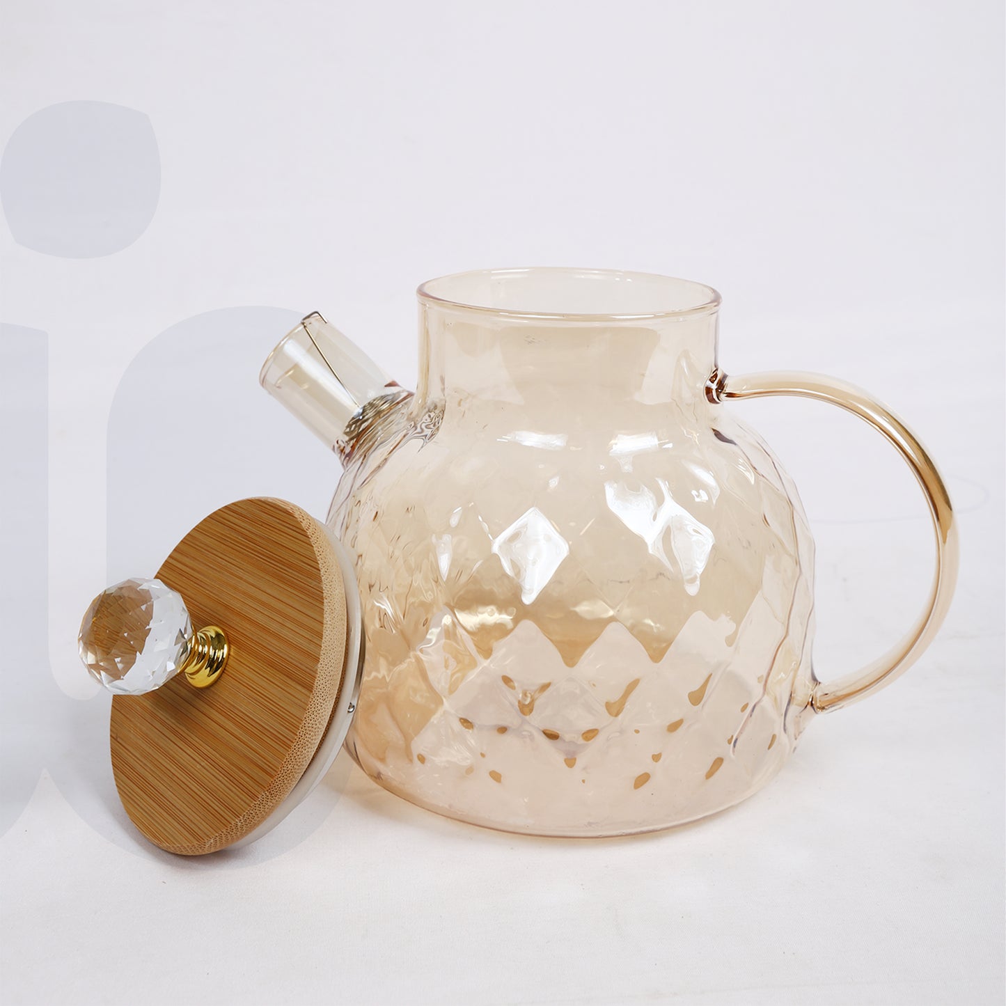 إبريق شاي زجاجي أنيق بتصميم ماسي - 1 لتر