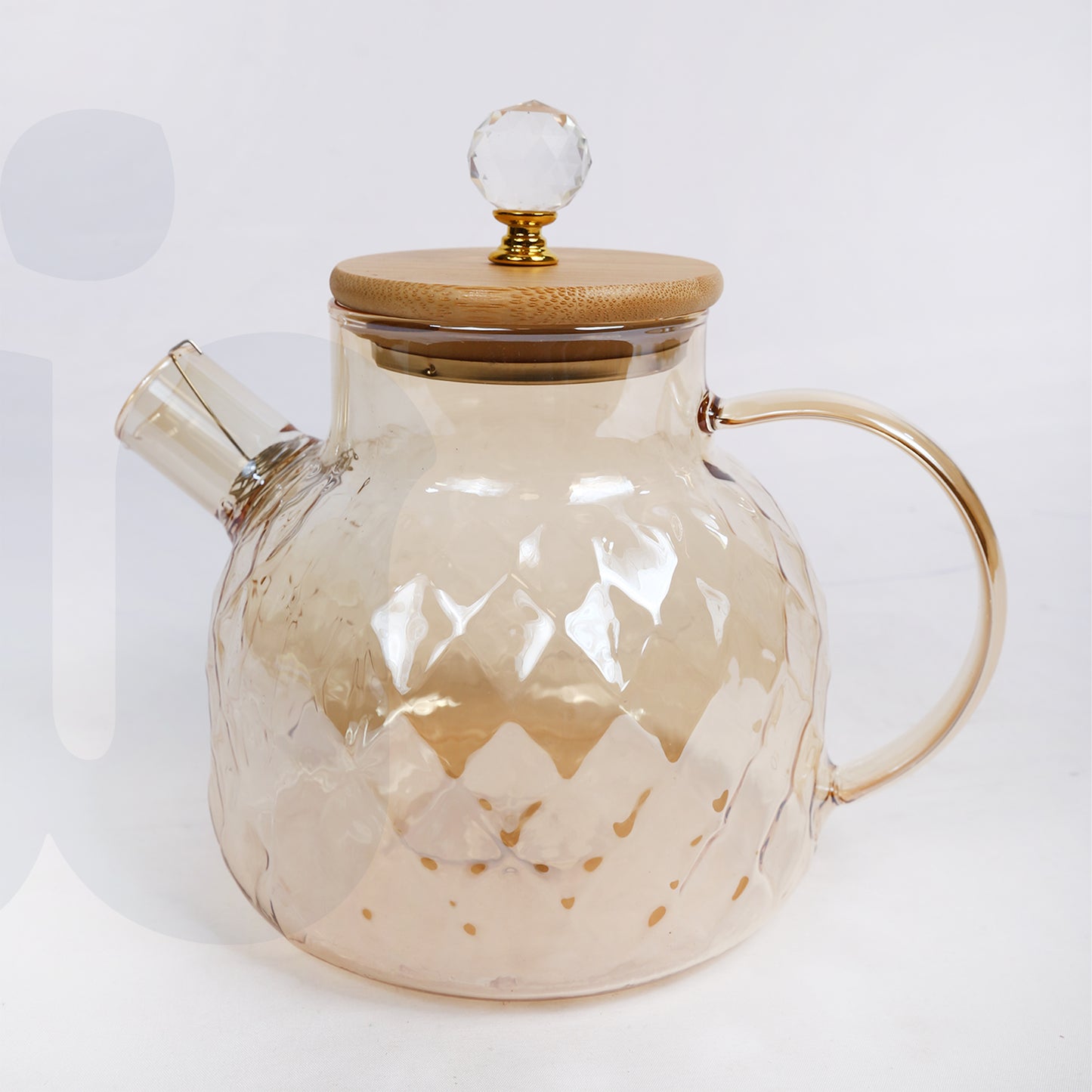 إبريق شاي زجاجي أنيق بتصميم ماسي - 1 لتر