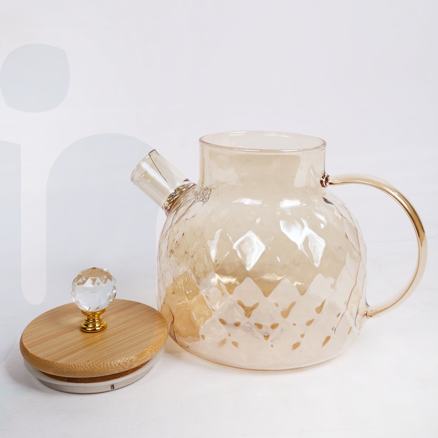 إبريق شاي زجاجي أنيق بتصميم ماسي - 1 لتر