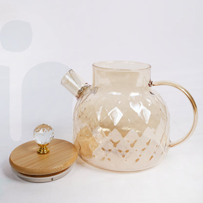 إبريق شاي زجاجي أنيق بتصميم ماسي - 1 لتر