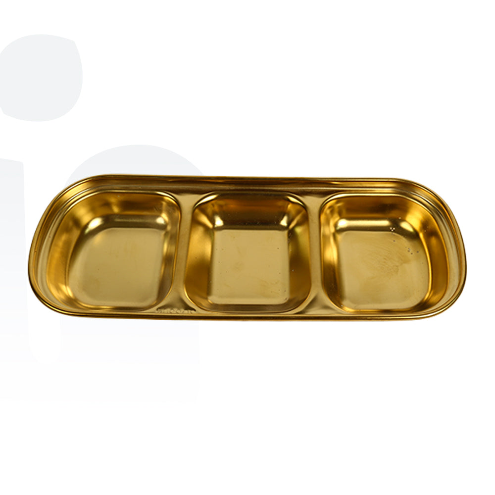 طبق صوصات مقسم من الستانلس ستيل – صينية غمس مستطيلة للأطعمة والمقبلات