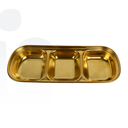 طبق صوصات مقسم من الستانلس ستيل – صينية غمس مستطيلة للأطعمة والمقبلات