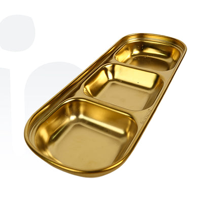 طبق صوصات مقسم من الستانلس ستيل – صينية غمس مستطيلة للأطعمة والمقبلات