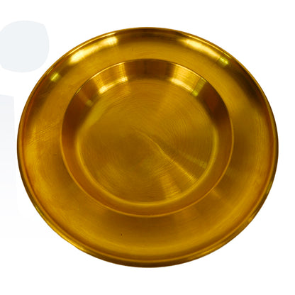 طبق عشاء ذهبي سميك من الستانلس ستيل – تصميم فاخر مستدير للطعام والفواكه