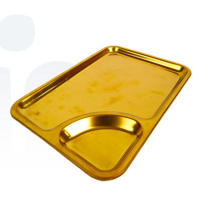 صينية طعام ذهبية من الستانلس ستيل مع قسم مخصص للصوص – تصميم فاخر وأنيق